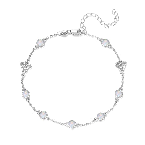 URONE Opal Keltischer Armband 925 Sterling Silber Opal Keltischer Knoten Armband für Frauen Viel Glück Irisch Schmuck Geschenke für Damen von URONE