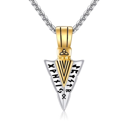 URONE Pfeilspitzen-Halskette aus Sterlingsilber mit Pfeilspitzen-Runen-Anhänger Wikinger-Schmuck für Männer von URONE