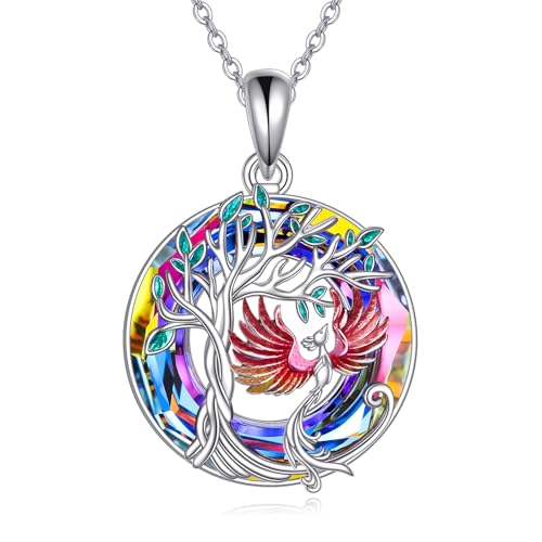 URONE Phönix Kette 925er Sterling Silber Kristall Anhänger Phönix Aufgang Schmuck Geburtstags Geschenke für Frauen von URONE