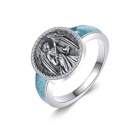 URONE Ring des Heiligen Raphael 925er Sterlingsilber Siegelring des Erzengels Raphael Religiöser Schmuck Geschenk für Frauen und Männer Nr. 7 von URONE