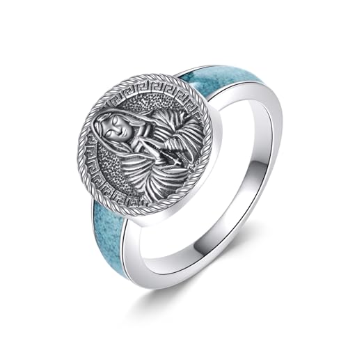URONE Ring mit der Jungfrau Maria 925er Sterlingsilber Siegelring mit der Jungfrau Maria Religiöser Schmuck Geschenk für Frauen und Männer, Nr. 7 von URONE