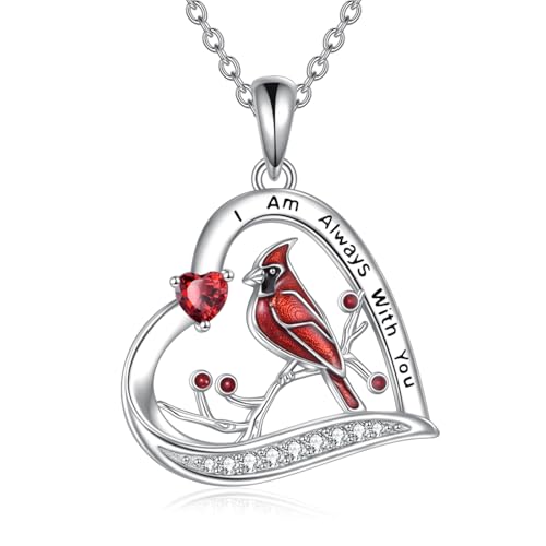 URONE Rotem Kardinal Kette 925 Sterling Silber I am Always With You Halskette Anhänger Vogel Gedenk Schmuck für Damen von URONE