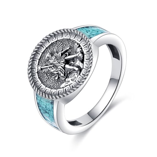 URONE Sankt Michael Ring 925 Sterling Silber Erzengel Michael Siegelring Religiöser Schmuck Geschenk für Frauen Männer #9 von URONE