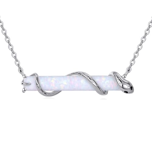 URONE Schlangen Opal Kette 925er Sterlingsilber Schlangen Opal Bar Anhänger Jubiläums Schmuck Geschenke für Frauen von URONE