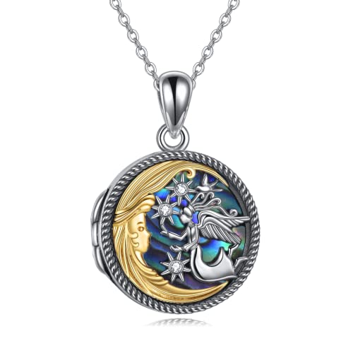 URONE Schutzengel Medaillon Halskette mit Bildern Sterling Silber Engel Medaillon Anhänger Halskette Geburtstag Taufe Schmuck Geschenke für Frauen Tochter von URONE