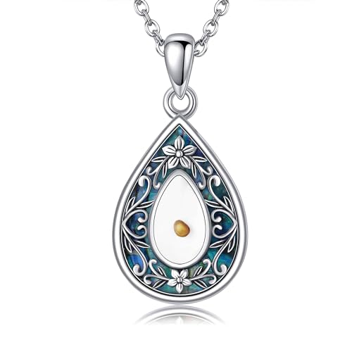 URONE Senfkorn-Halskette aus Sterlingsilber mit Senfkorn-Anhänger Glaube-Blume Christlicher Schmuck Geschenke für Frauen URONE Senfkorn-Halskette aus Sterlingsilber mit Senfkorn-Anhänger Glaube-Blume Christlicher Schmuck Geschenke für Frauen von URONE