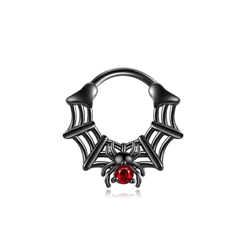 URONE Septumring mit Spinnennetz 16 G Sterlingsilber Spinnen-Septum-Nasenringe Daith-Ohrringe Halloween-Daith-Piercing-Schmuck für Frauen von URONE