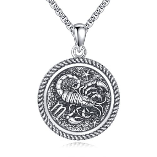 URONE Skorpion Kette 925 Sterling Silber Skorpion Anhänger und Kette Sternzeichen Halskette Sternzeichen Schmuck Geburtstag Geschenke für Frauen Männer von URONE