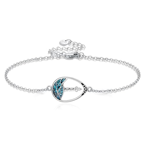 URONE Türkis Leuchtturm Armbänder Sterling Silber Welle Leuchtturm Link Armbänder Türkisschmuck für Frauen Mom von URONE