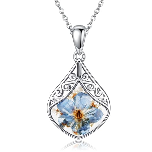 URONE Vergissmeinnicht Kette 925 Sterlingsilber Presse Blume Anhänger Halsketten Filigran Schmuck für Damen Mütter Her URONE Vergissmeinnicht Kette 925 Sterlingsilber Presse Blume Anhänger Halsketten Filigran Schmuck für Damen Mütter Her von URONE
