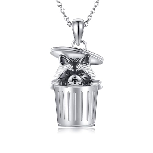 URONE Waschbär Kette 925 Silber Waschbär Anhänger Halskette Lustiger Waschbär Schmuck Geschenke für Frauen von URONE