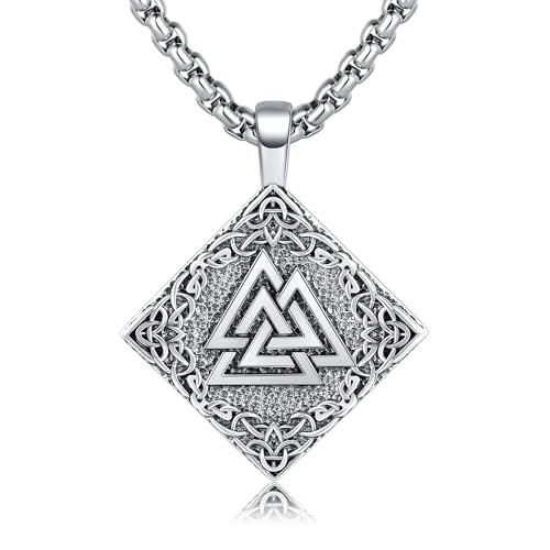 URONE Wikinger Kette für Männer 925 Sterling Silber Norse Valknut Anhänger Halskette Nordischer Wikinger Schmuck Geschenk Männer Frauen von URONE