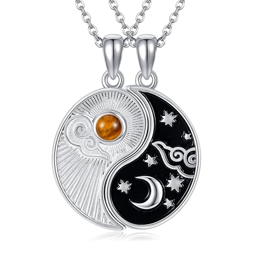 URONE Yin-Yang-Halskette aus Sterlingsilber Yin-Yang-Sonne-Mond-Anhänger Halskette mit passendem Pärchen-Freundschaftsschmuck für Frauen und Männer URONE Yin-Yang-Halskette aus Sterlingsilber Yin-Yang-Sonne-Mond-Anhänger Halskette mit passendem Pärchen-Freundschaftsschmuck für Frauen und Männer von URONE
