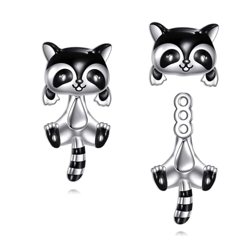 Waschbärjacke-Ohrringe Sterlingsilber Waschbär-Ohrhänger Tierjacke-Ohrringe Schmuck Geschenke Für Frauen von URONE