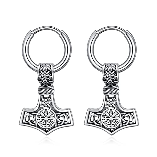 Wikinger Thors Hammer Ohrringe Sterling Silber Keltischer Knoten Mjölnir Nordischer Geburtstag Wikinger Schmuck Geschenk für Männer von URONE