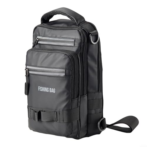 URPIZY Angelrucksack wasserdichte Schultertasche mit Rutenhalter Große Kapazität Angeltasche für Outdoor Angelausrüstung aus PVC Material 31x18x9cm von URPIZY
