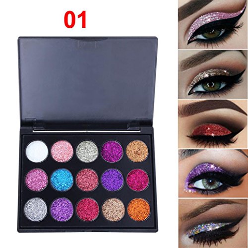 URSING 15 Farben Schimmer Glitter Lidschatten Pulver Palette Matte Lidschatten Kosmetik Make-Up Kosmetische Lidschatten Creme Augenschatten Makeup Eyeshadow Palette Schimmer Set (A) von URSING