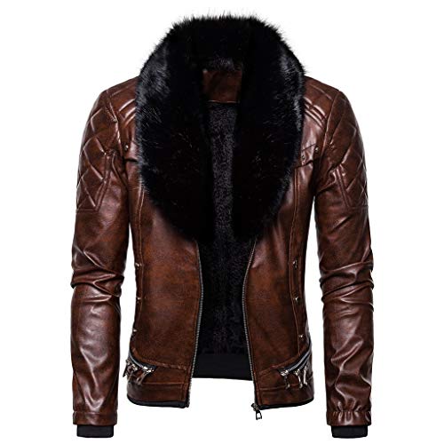 URSING Herren Wintermantel Trenchcoat Plüschjacke Retro Coat Parka Mantel steampunk mantel Pelzweste Pelzjacke Pelzmantel Winter gothic Jacke Übergangsjacke Militär Windbreaker Mit Pelzkragen von URSING