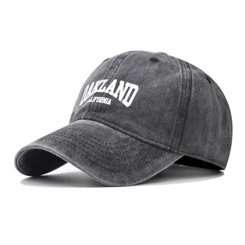 URTAODFE Oakland Washed Baseballkappe, Baumwoll-Trucker-Mütze, Couple Duck Tongue Cap, Schwarz , L von URTAODFE