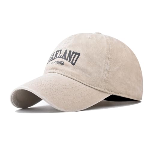 URTAODFE Oakland Washed Baseballkappe, Baumwoll-Trucker-Mütze, Couple Duck Tongue Cap, beige, L von URTAODFE