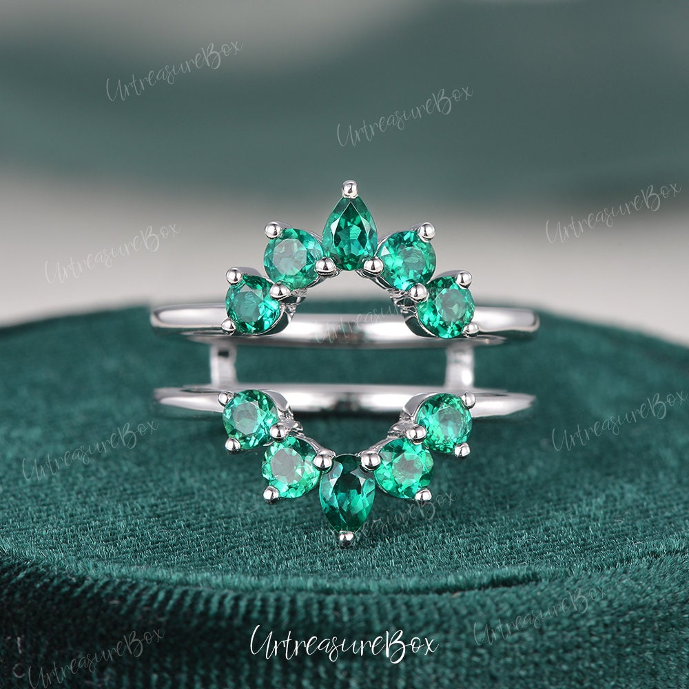 Smaragd Hochzeitsband Rosegold Double Curved Frauen Lab Ehering Enhancer Halo Ring Custom Make Fit Jahrestag Geschenk von URTreasureBox