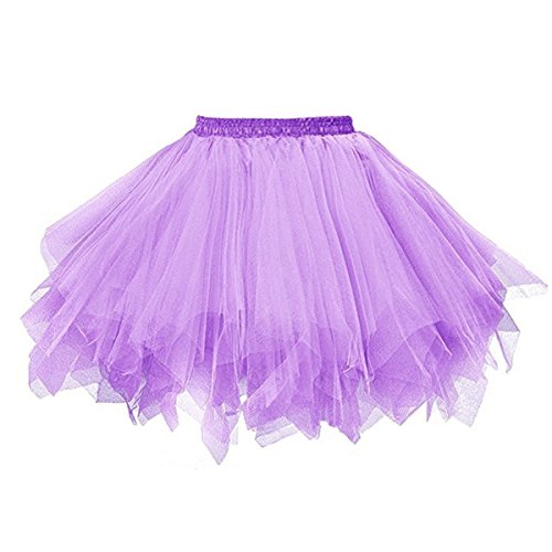 URVIP Damen Petticoat Unterrock Rock 50er Vintage Rockabilly Jahre Retro Tutu Ballet Tanzrock Tanzkleid Ballkleid Tüllrock Cosplay Crinoline Lila XL von URVIP