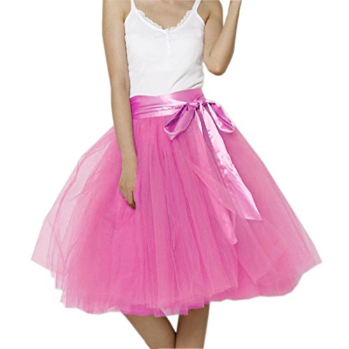 URVIP Damen's Rock Tutu Polyester Damenrock Tütü Cosplay Kurz Tanzkleid Party Minirock Pettiskirt Tüllrock Unterrock Sommer Falten Rock XL Pfirsich von URVIP