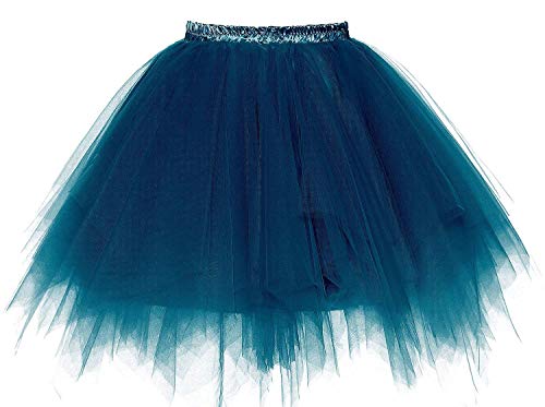 URVIP Damen's Tüllrock 50er Rockabilly Petticoat Tutu Unterrock Kurz Ballett Abschlussball Tanzkleid Ballkleid Abendkleid Gelegenheit Zubehör Blaugrün von URVIP