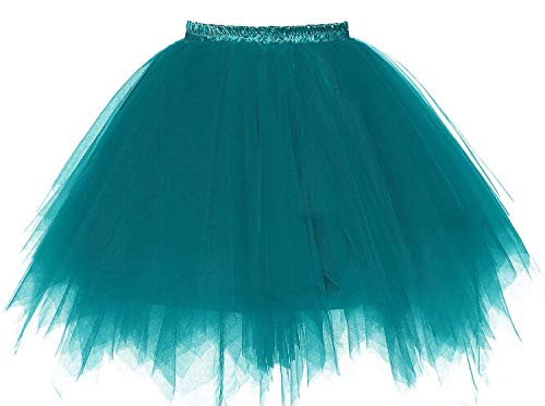 URVIP Damen's Tüllrock 50er Rockabilly Petticoat Tutu Unterrock Kurz Ballett Abschlussball Tanzkleid Ballkleid Abendkleid Gelegenheit Zubehör Türkis von URVIP