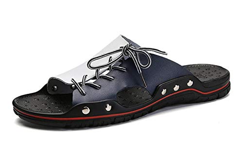 URVIP Herren Gleiten Sandalen Strand Pantoffeln Laced Pantoffeln Schuhe Indoor and Outdoor Weiß-Schwarz 42.5 EU von URVIP