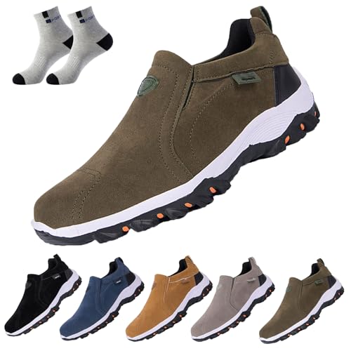 URWEIGH Orthopädische Wanderschuhe Für Herren, Orthopädische Bequeme Slip-On-Schuhe Mit Fußgewölbeunterstützung, Gepolsterte Slip-On-Schuhe (Grün,43) von URWEIGH