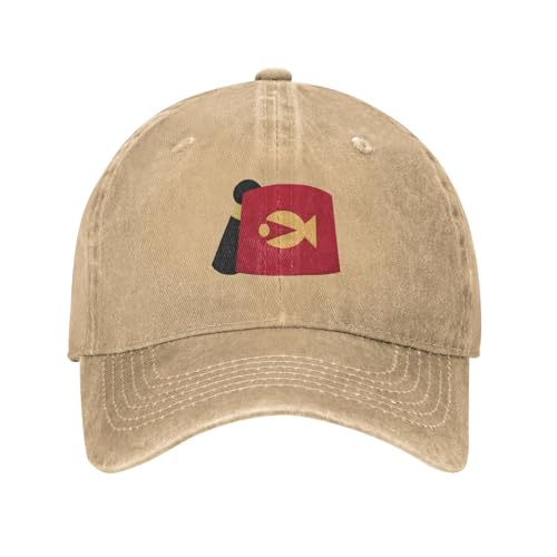 URYRYUI Bedruckte Baseballkappe Grunkle Stan's Fez Gravity Falls Klassisch Distressed Gewaschen Männer Frauen Outdoor Laufen Golf Geschenk Kappen Hut Sportzubehör Geschenke von URYRYUI