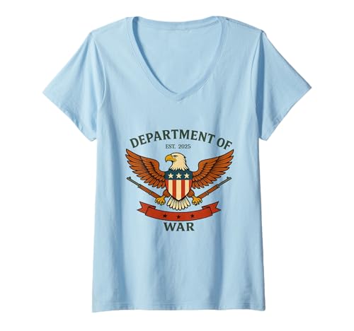 Damen Kriegsministerium der Vereinigten Staaten - Umbenennen des Kriegsministeriums T-Shirt mit V-Ausschnitt Damen Kriegsministerium der Vereinigten Staaten - Umbenennen des Kriegsministeriums T-Shirt mit V-Ausschnitt von US Department Of War Celebration Tee