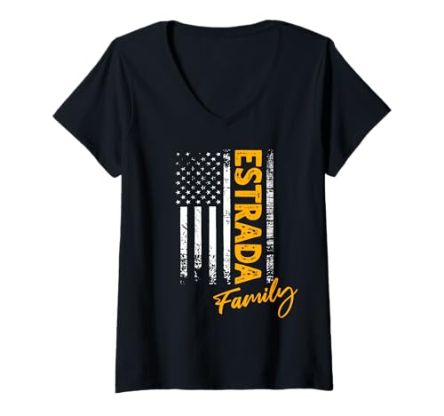 Damen USA Estrada Familienname Estrada Nachname Estrada T-Shirt mit V-Ausschnitt Damen USA Estrada Familienname Estrada Nachname Estrada T-Shirt mit V-Ausschnitt von US Estrada Familie Herren Damen