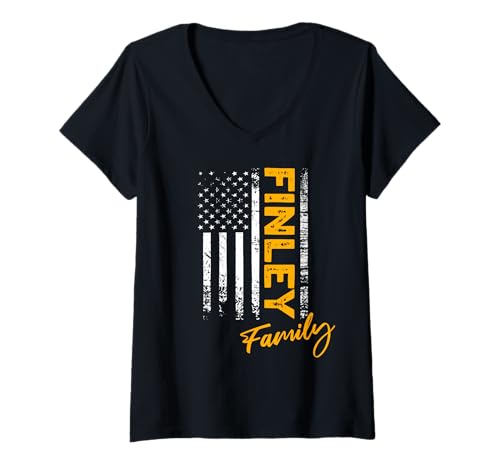 Damen USA Finley Familienname Finley Nachname Finley T-Shirt mit V-Ausschnitt Damen USA Finley Familienname Finley Nachname Finley T-Shirt mit V-Ausschnitt von US Finley Familie Herren Damen
