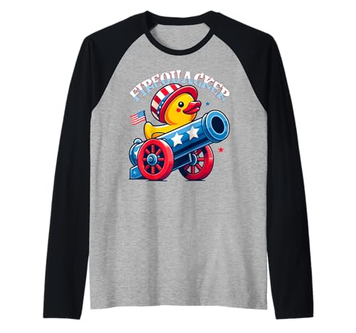 Firecracker Duck 4th of July Fireworks US Flag Funny Kids Raglan Firecracker Duck 4th of July Fireworks US Flag Funny Kids Raglan von US Flag 4th of July Fourth for Kids Men Women