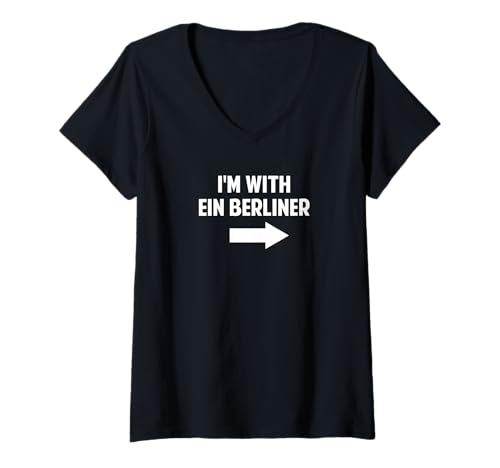 Damen JFK Berliner Mauerrede T-Shirt mit V-Ausschnitt Damen JFK Berliner Mauerrede T-Shirt mit V-Ausschnitt von US History Cold War