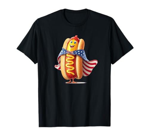 Cooles Hotdog mit US Umhang Kostüm für Jungen und Mädchen T-Shirt Cooles Hotdog mit US Umhang Kostüm für Jungen und Mädchen T-Shirt von US Hotdog Outfit
