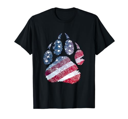 Patriotischer Pfotenabdruck-Look für Jungen und Mädchen T-Shirt von US Paw Outfit