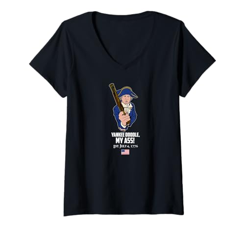 Damen Unabhängigkeitserklärung George Washington T-Shirt mit V-Ausschnitt von US Revolutionary War July Fourth 1976 History