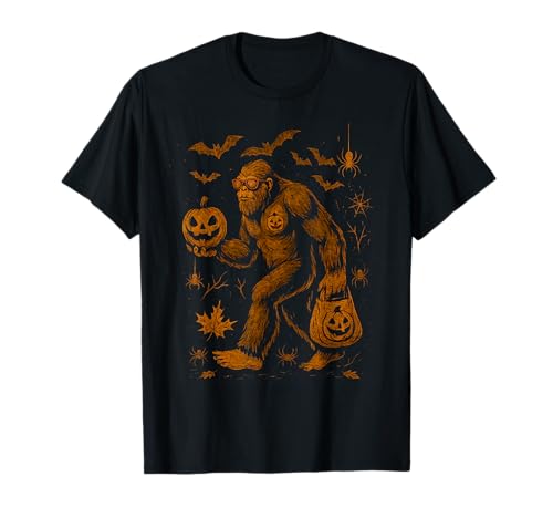 Lustiges Bigfoot-Halloween mit Kürbis und gruseligen Vibes für Jungen und Herren T-Shirt von US32 Spooky Legends Bigfoot Thanksgiving