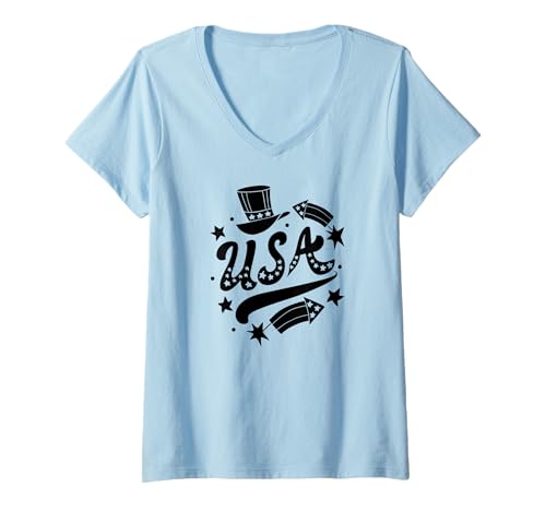 Damen USA - Lustiger 4. Juli T-Shirt mit V-Ausschnitt Damen USA - Lustiger 4. Juli T-Shirt mit V-Ausschnitt von USA 4th Of July