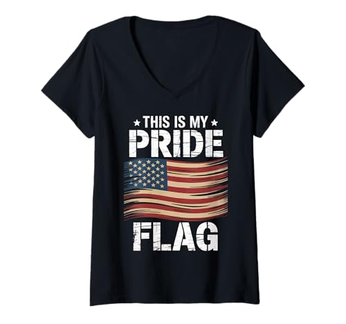 Damen Usa This is My Pride Flagge Proud America Us Flagge T-Shirt mit V-Ausschnitt Damen Usa This is My Pride Flagge Proud America Us Flagge T-Shirt mit V-Ausschnitt von USA America Patriotic US Flag