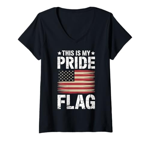 Damen Usa This is My Pride Flagge Proud America Us Flagge T-Shirt mit V-Ausschnitt von USA America Patriotic US Flag