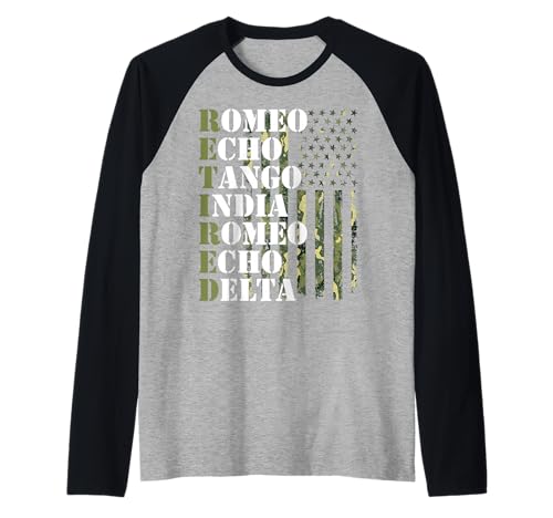 Ruhestand, US-Militär, Männer, Frauen, Phonetisches Alphabet, Ruhestand Raglan von USA American Flag Thank you Veterans Proud Veteran