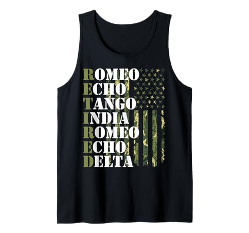 Ruhestand, US-Militär, Männer, Frauen, Phonetisches Alphabet, Ruhestand Tank Top von USA American Flag Thank you Veterans Proud Veteran