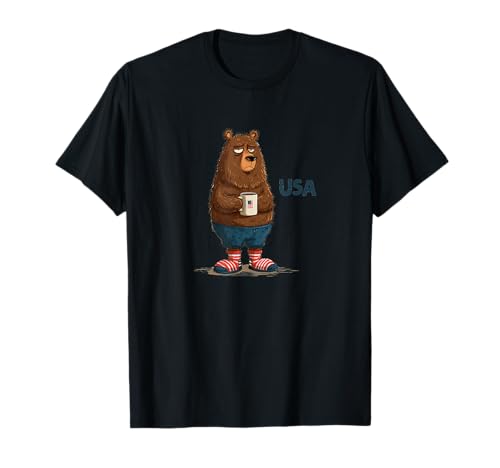 Lustiges Morgenbär Kostüm mit Tasse für Jungen und Mädchen T-Shirt Lustiges Morgenbär Kostüm mit Tasse für Jungen und Mädchen T-Shirt von USA Bear