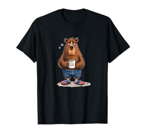 Sleepy Bear mit coolem USA Becher Kostüm für Jungen und Mädchen T-Shirt Sleepy Bear mit coolem USA Becher Kostüm für Jungen und Mädchen T-Shirt von USA Bear