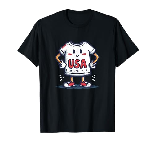 Lustiges USA-Maskottchen in weißer Bekleidung für Jungen und Mädchen T-Shirt Lustiges USA-Maskottchen in weißer Bekleidung für Jungen und Mädchen T-Shirt von USA Clothes Outfit