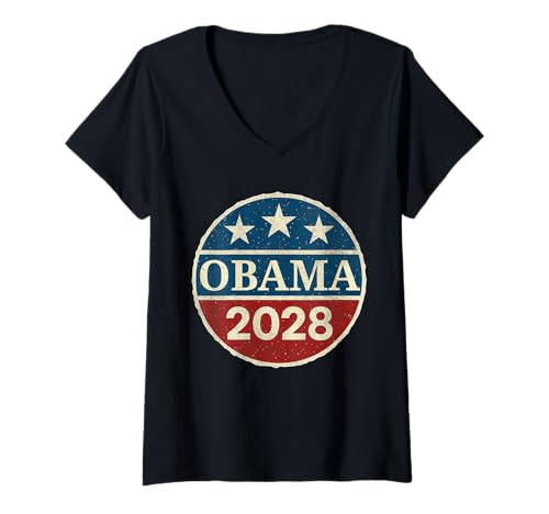 Damen Obama für Präsident 2028 Wahljahr Abstimmung Design Vintage T-Shirt mit V-Ausschnitt von USA Election Year 2028 Campaign retro Gifts